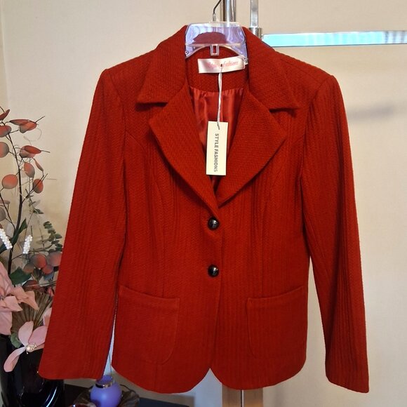 NWT Comfy Lined Red Blazer Jacket Spring Fall Winter Jackets Tag Size S 4 6 - Picture 8 of 12